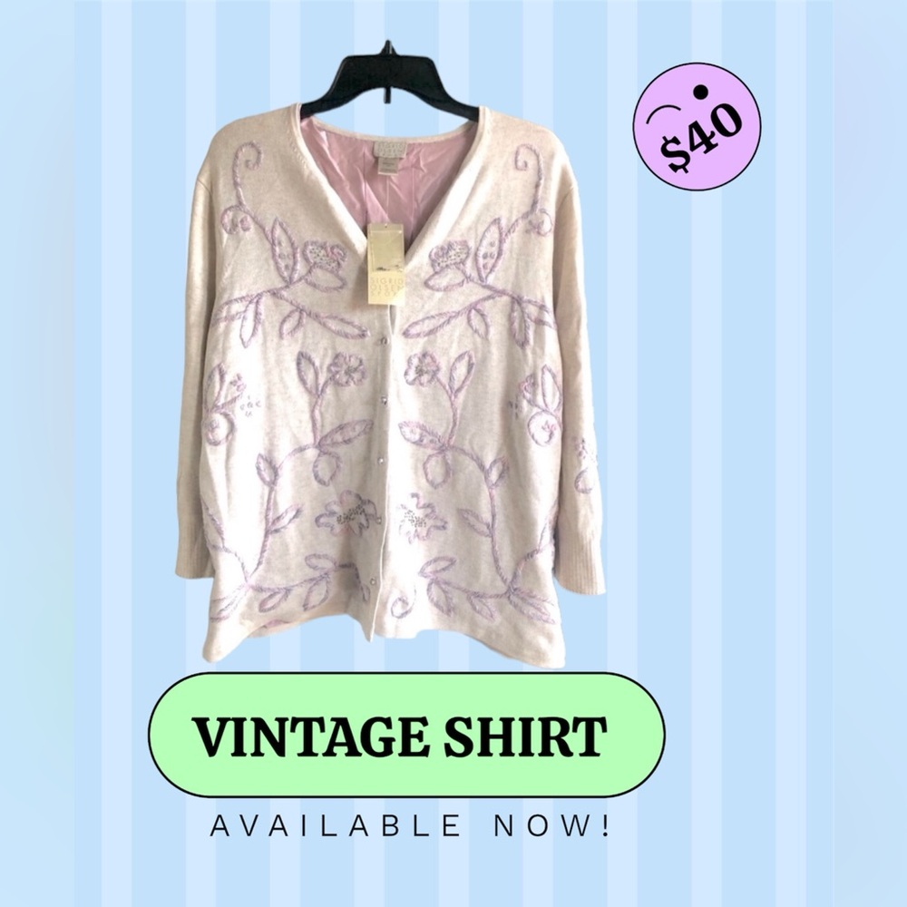 SIGRID OLSEN SPORT vintage Buttoned cardigan with really beautiful embroidery